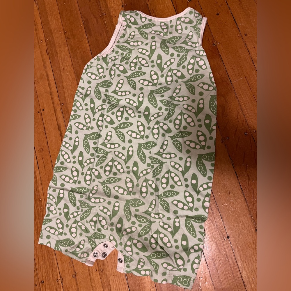 Winter Water Factory Spring Peas Organic Summer Romper 3t Like New Green White — image 4 of 4
